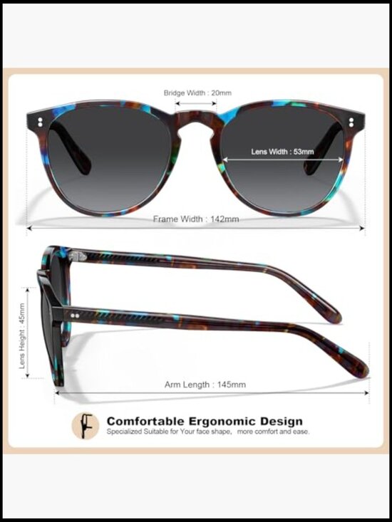 Acetate Polarized Sunglasses for Women Retro Square Sun Glasses UV400
